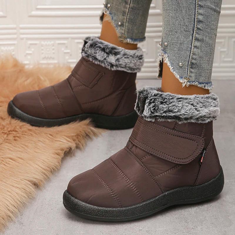 Waterproof Faux Fur Snow Boots - Warm Winter Ankle Boots for Women - Dhavinci