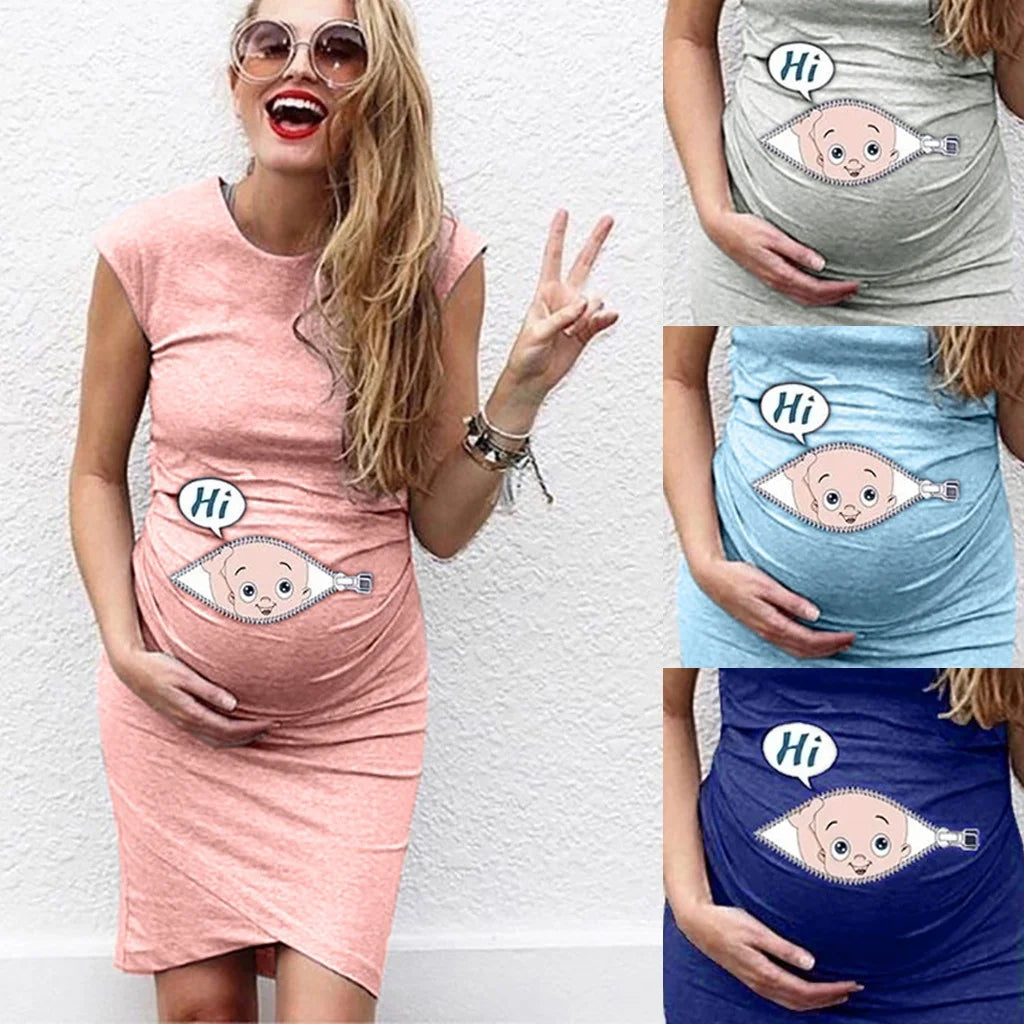 Cute Maternity Dress | Loose Casual Plus Size Dress for Pregnant Women - Dhavinci