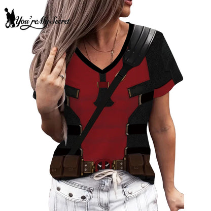 Deadpool Women’s Cosplay T-Shirt | Wolverine Printed Party Top - Dhavinci