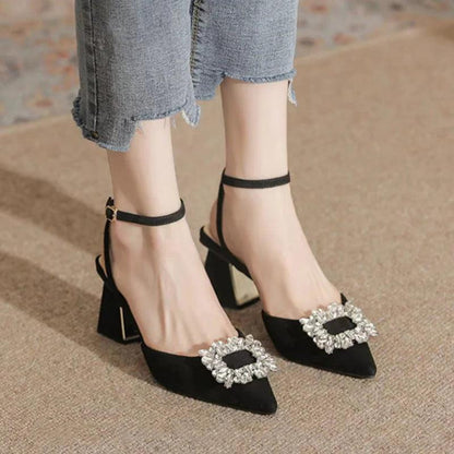 Crystal Ankle Strap Sandals for Women | Rhinestone High Heels - Dhavinci