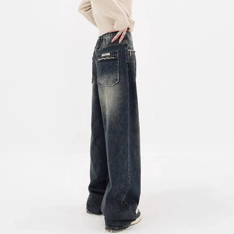 Harajuku Y2K Loose Jeans for Women | Retro High-Waisted Wide Leg Denim - Dhavinci