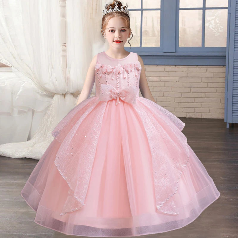 New Girls' Flower Princess Dress | Birthday & Christmas Party Dress - Dhavinci