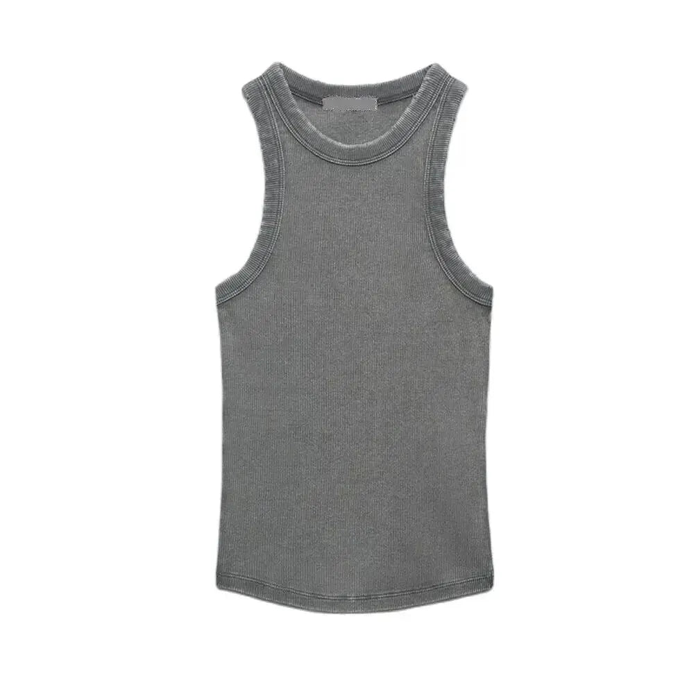 Women’s Fashion Wash Hole T-Shirt Vest | Retro Sleeveless Slim Top - Dhavinci