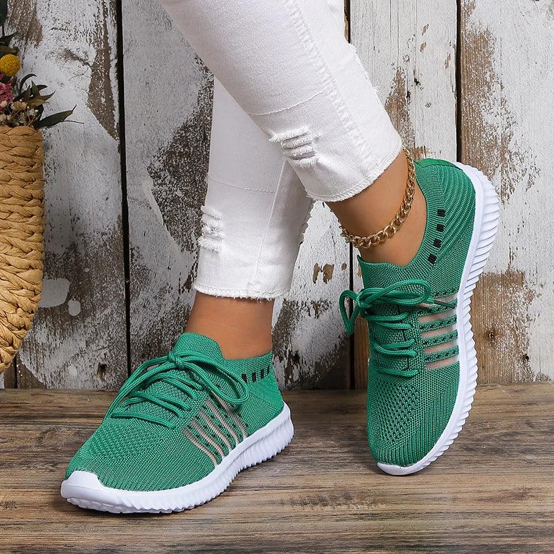 Comfortable Soft Sole Sneakers for Women - Breathable Lace-Up - Dhavinci