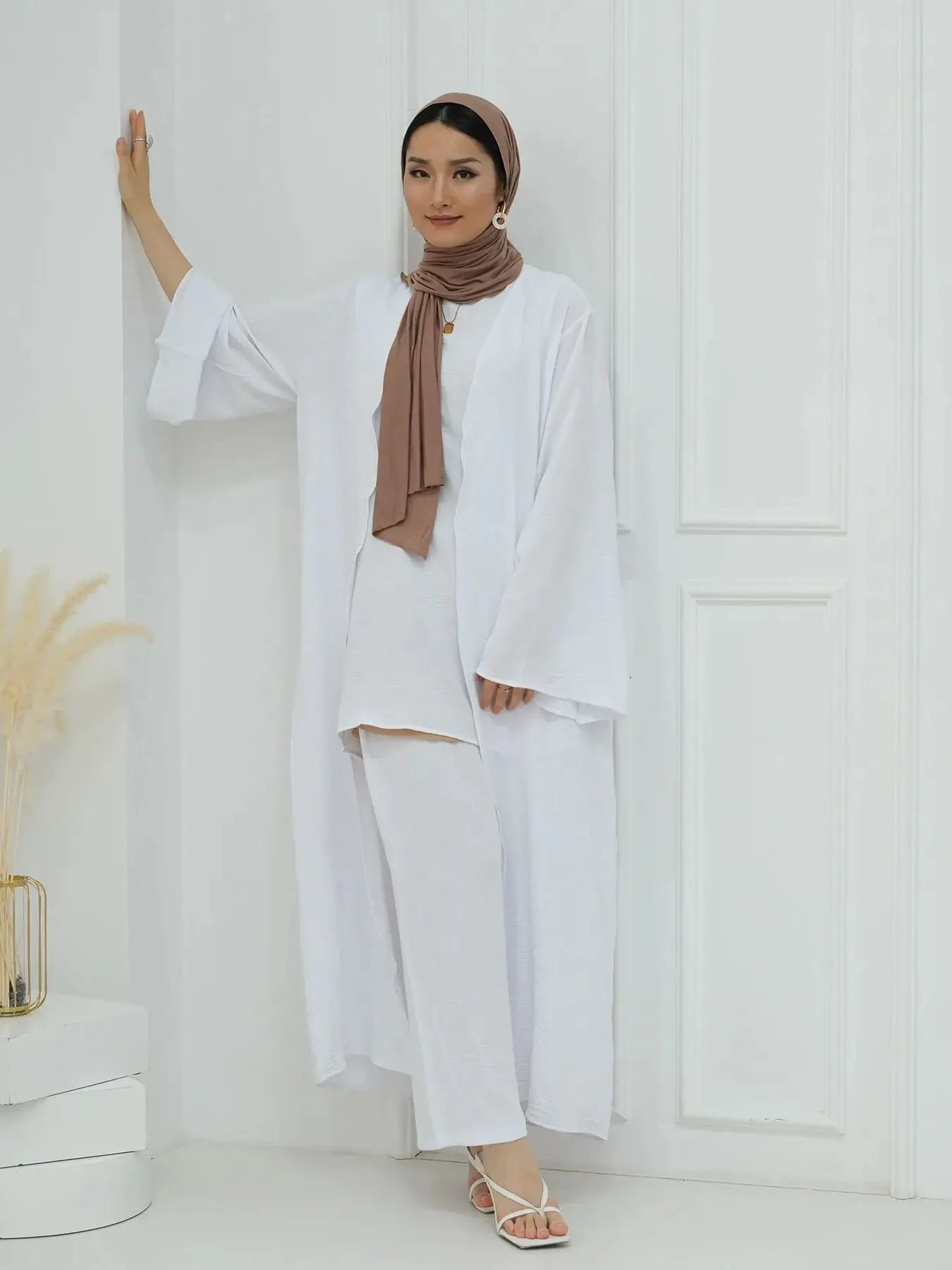 3-Piece Ramadan Eid Djellaba Suit | Embroidered Abaya Set - Dhavinci