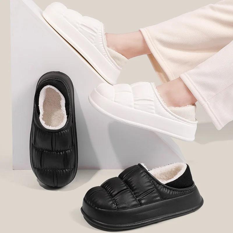 Waterproof Non-Slip Winter Slippers for Women | Warm Plush Platform - Dhavinci