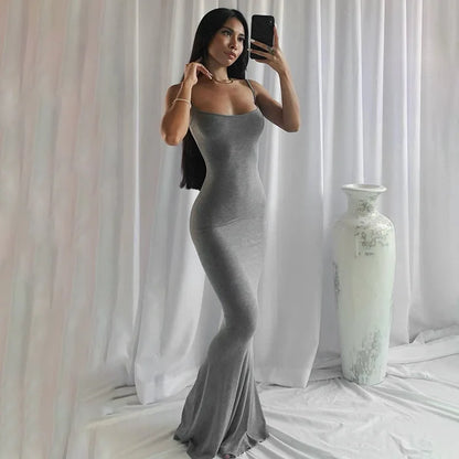 Satin Slip Sleeveless Backless Maxi Dress Women 2023 Y2K Summer Bodycon Elegant Sexy Outfits Ladies Birthday Party Club Sundress - Dhavinci