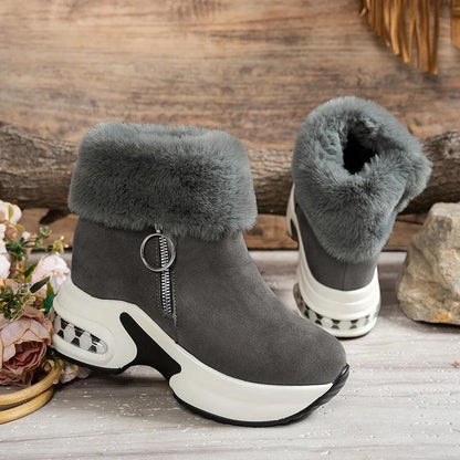 Faux Fur Snow Boots for Women | Chunky Platform Ankle Boots - Dhavinci