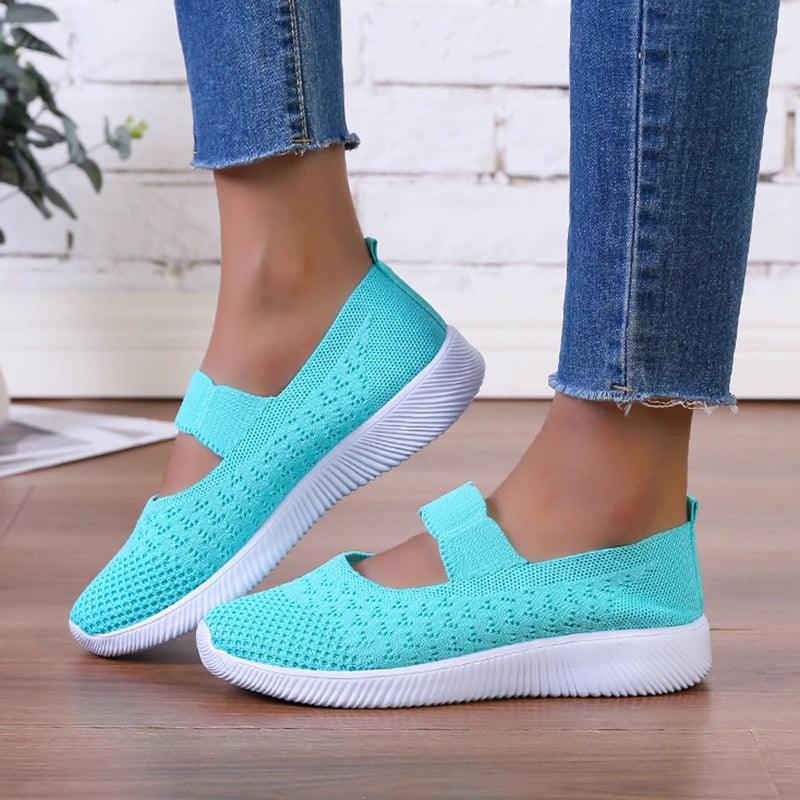 Breathable Knitting Flats for Women - Light Slip-on Casual Sneakers - Dhavinci