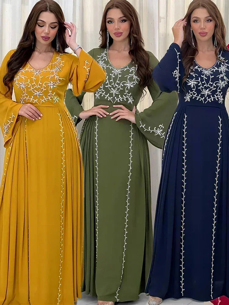 Eid Muslim Abaya for Women | Embroidered Party Dresses & Kaftan - Dhavinci