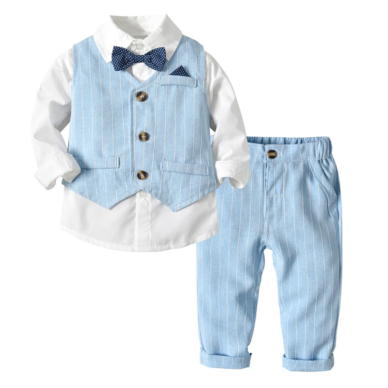 4-Piece Baby Boy Clothing Set | Autumn Infant Tops, Vest & Overalls