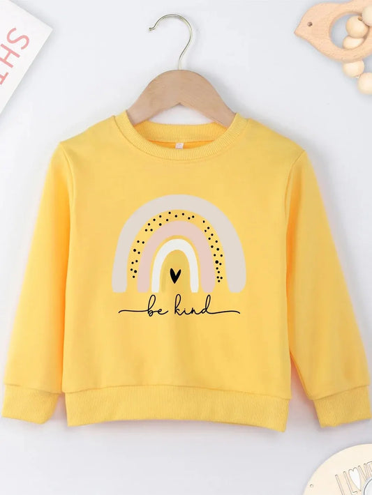 Rainbow "Be Kind" Pullover for Kids | Winter/Fall Crewneck Sweatshirt - Dhavinci