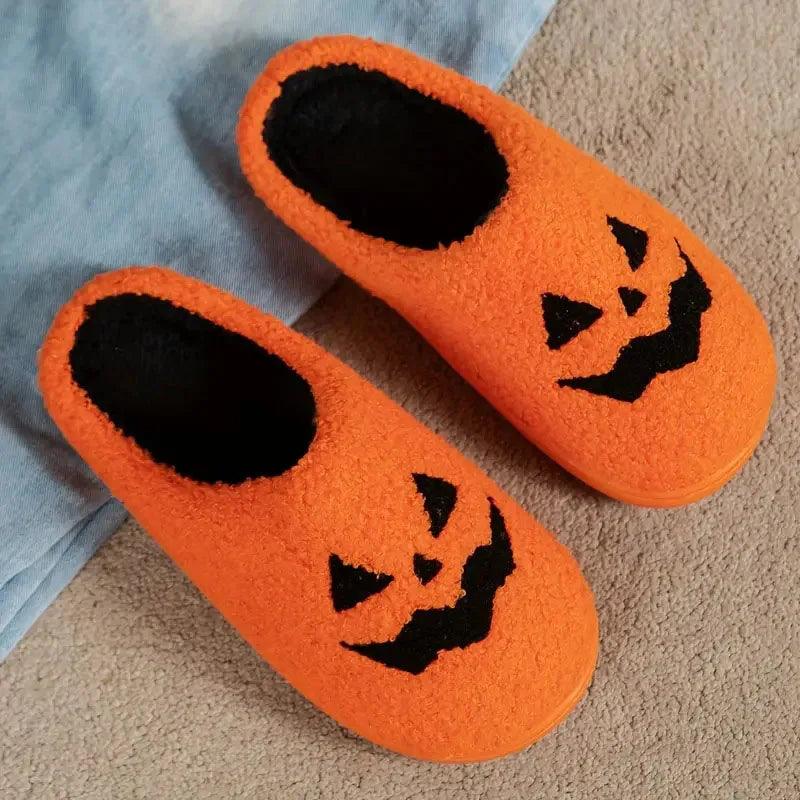 Halloween Style Warm Home Slippers for Women | Plush Closed Toe Slides - Dhavinci