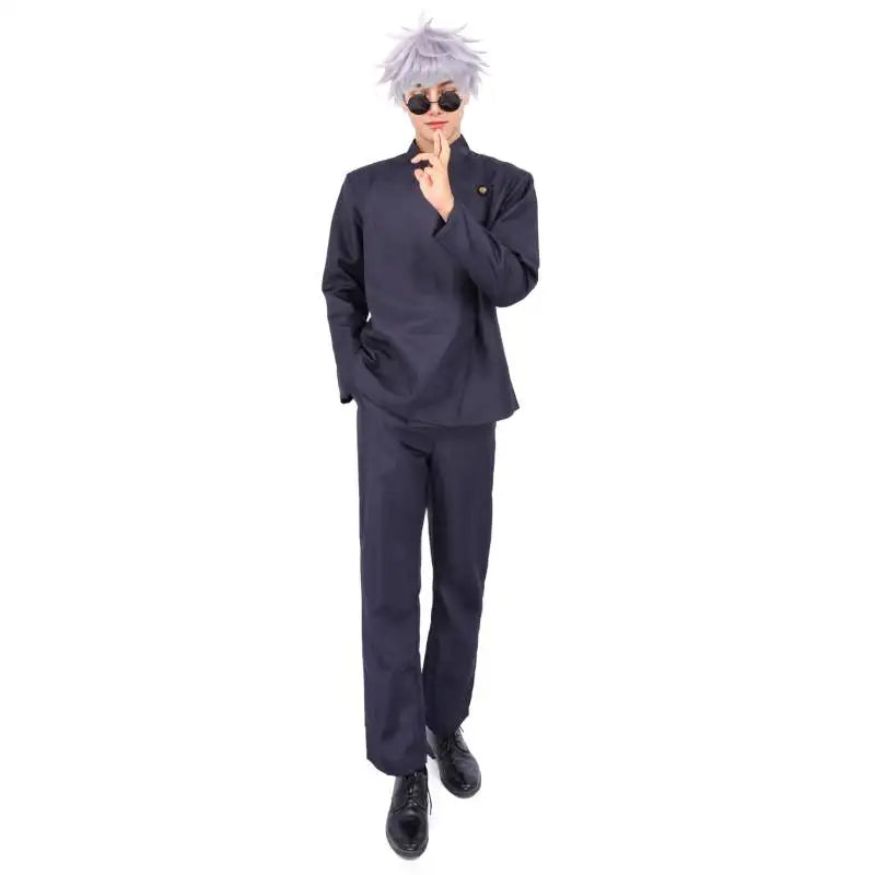 WENAM Gojo Satoru Cosplay Men Uniform Halloween Costumes for Women Cosplay Stretchy Fabric Purple Sexy Dress with Glasses Set - Dhavinci