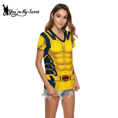 Deadpool Women’s Cosplay T-Shirt | Wolverine Printed Party Top - Dhavinci