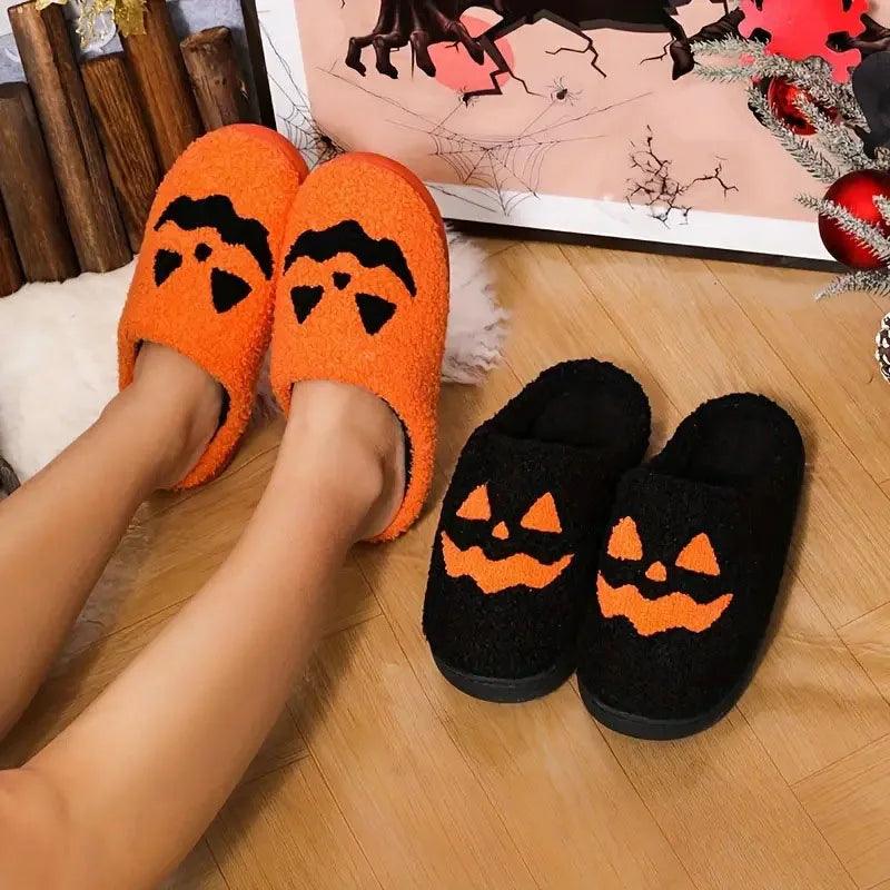 Halloween Style Warm Home Slippers for Women | Plush Closed Toe Slides - Dhavinci