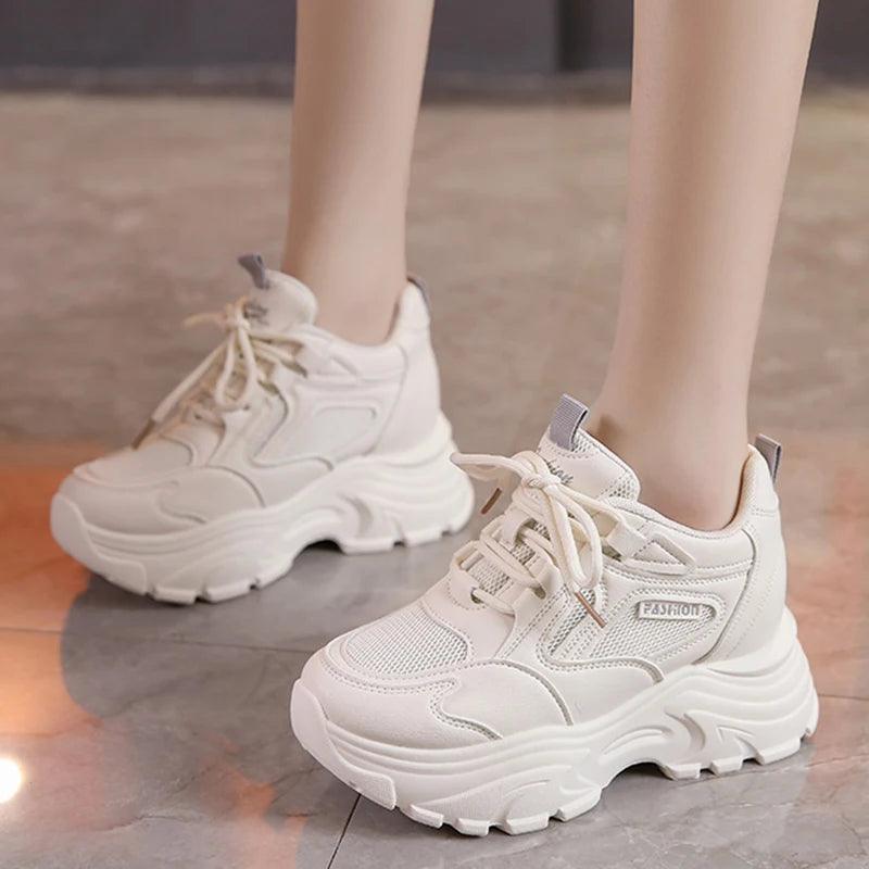 Chunky Platform Sneakers for Women | Breathable Mesh Autumn Sports Shoes - Dhavinci