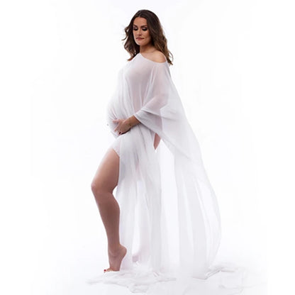 Silk Gown Maternity Photography Props Dress Chiffon Cloak Simple Modeling Fabric Pregnancy For Baby Showers Woman Photo Shooting - Dhavinci