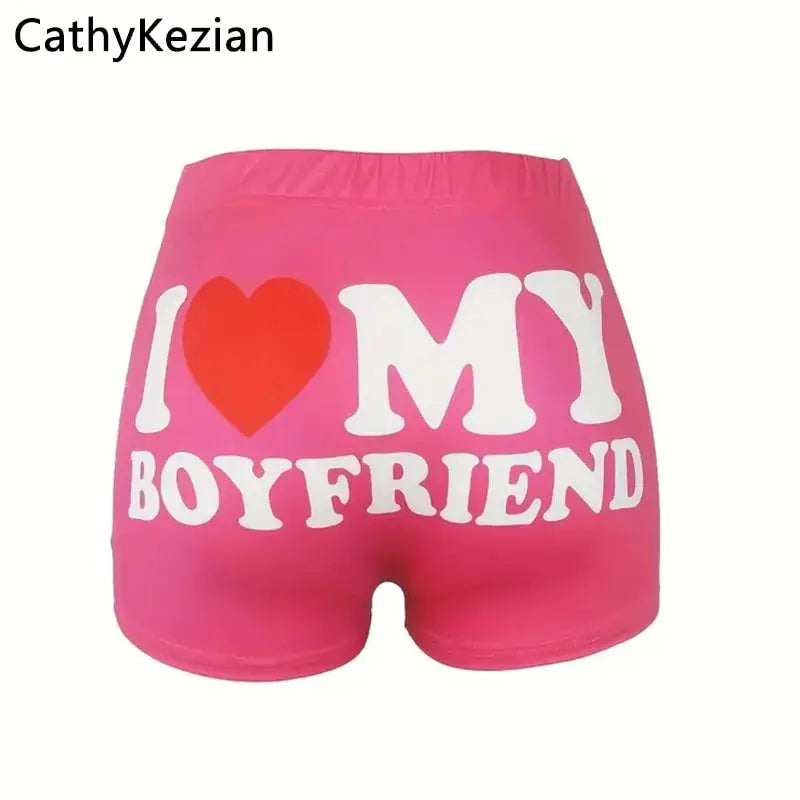 Women Shorts Sleep Bottoms Pajamas Boxers Pink S M L Love Letter Printing Painted Design Soft Casual Fitness Sleep Breathable - Dhavinci