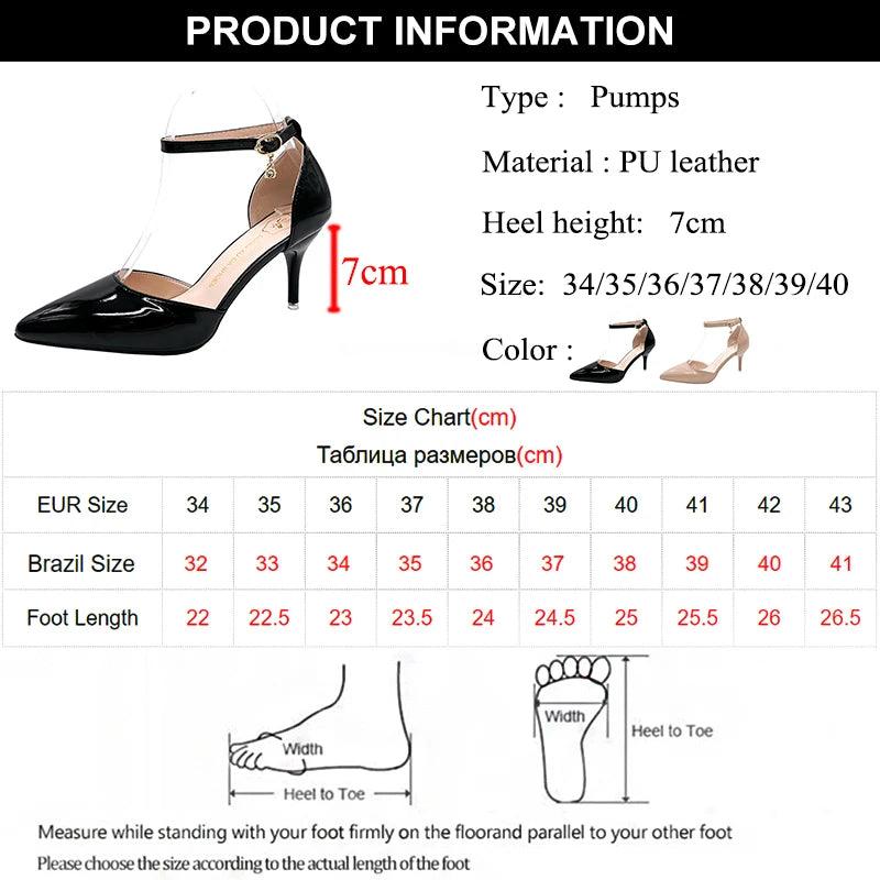 Elegant Thin Heel Pumps for Women - Crystal Ankle Strap High Heels - Dhavinci