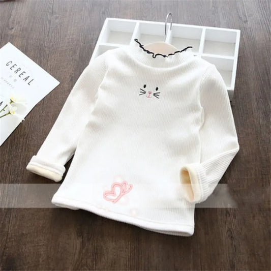 Fashion Girls Sweater 2024 | Cartoon Kids Winter Velvet Top - Dhavinci