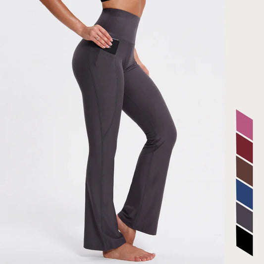 Women Running Pants  Bell-bottom Yoga Workout Fitness Sports Gym Hiking Clothes Women's Flare Bottoms Trousers For Female J9043 - Dhavinci