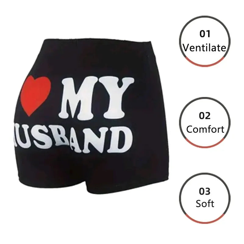 Women Shorts Sleep Bottoms Pajamas Boxers Black S M L Love Letter Printing Painted Design Casual Sports Fitness Sleep - Dhavinci