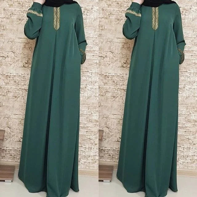 Muslim Ethnic Style Print Abayas Plus Size Dubai Dresses For Women 4xl 5xl Long Sleeve Loose Casual Robe Fashion Ramadan Dress - Dhavinci