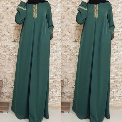 Muslim Ethnic Style Print Abayas Plus Size Dubai Dresses For Women 4xl 5xl Long Sleeve Loose Casual Robe Fashion Ramadan Dress - Dhavinci