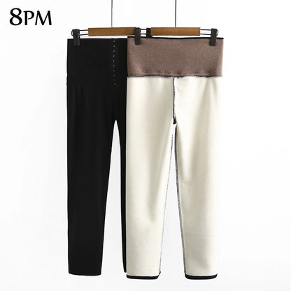 Plus Size Women Fleece Leggings Winter Thick Warm Bottom Pants Elastic High Waist Push Up Pencil Pants Slim Fleece Pants ouc1568 - Dhavinci