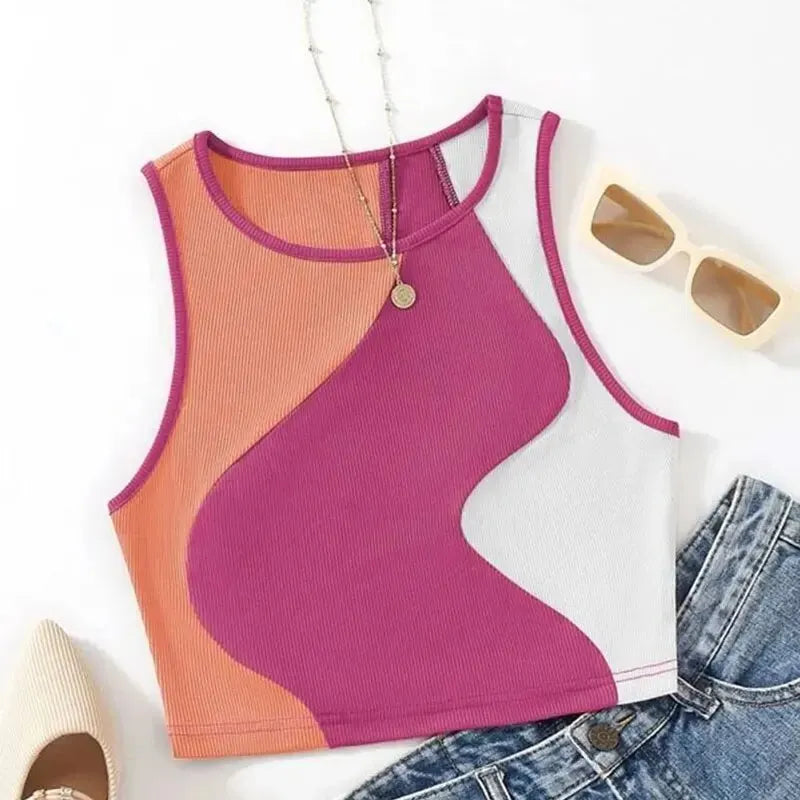 Color Matching T-Shirt Vest for Women | Stylish & Versatile Tank Top - Dhavinci