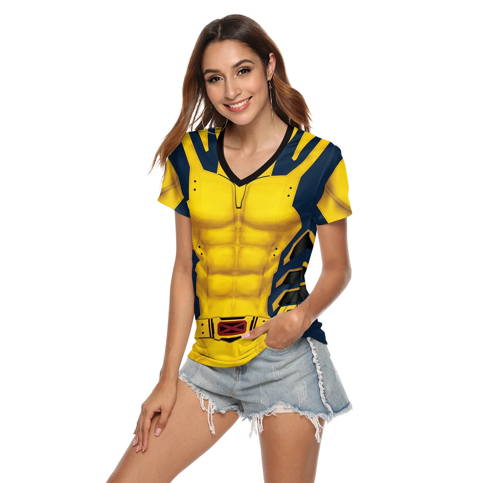 Deadpool Women’s Cosplay T-Shirt | Wolverine Printed Party Top - Dhavinci