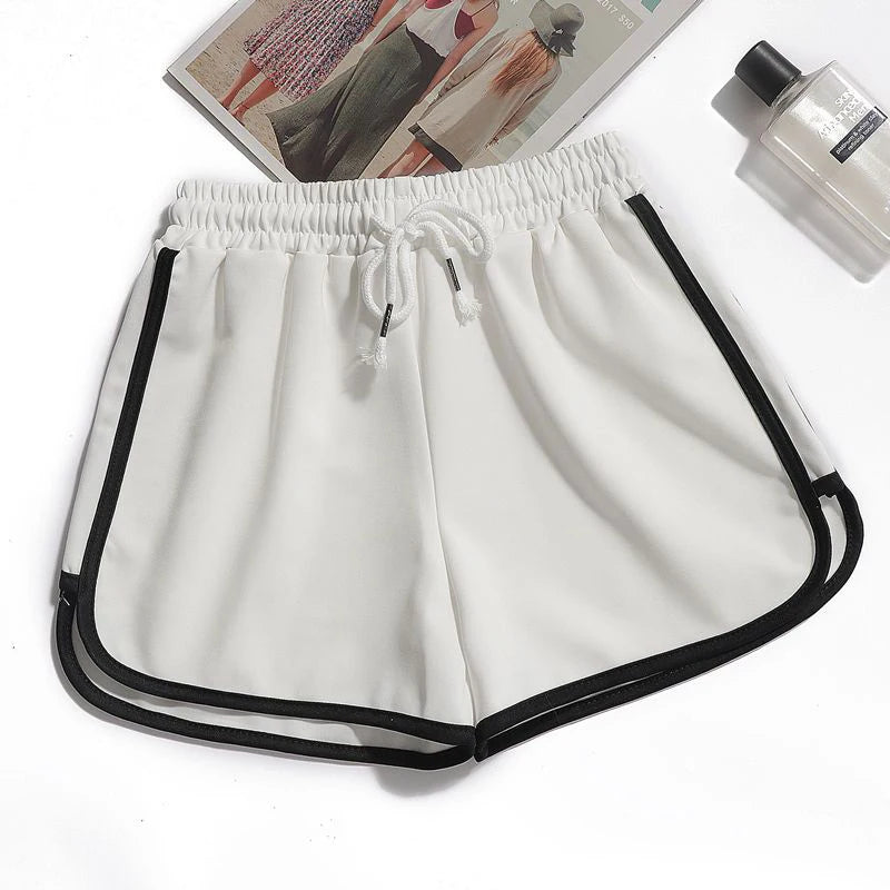 Summer Casual Women Shorts Stripe Sports High Waist Loose Female Mini Shorts Korean Sweet Elastic Waist Ladies Wide Leg Shorts - Dhavinci