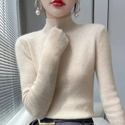 MEXZT Solid Sweater Women Half Turtleneck Knitted Pullovers Harajuku Korean Thick Knitwear Autumn Winter Fashion Slim Jumpers - Dhavinci