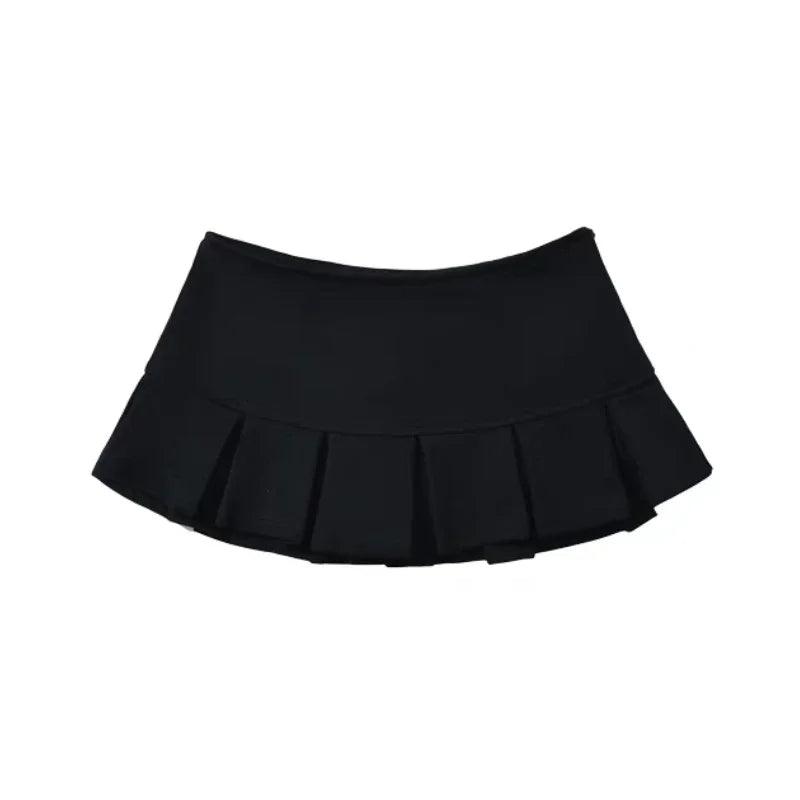 Y2K Terry Fabric Mini Skirt | Women’s Low-Waist Pleated A-Line - Dhavinci