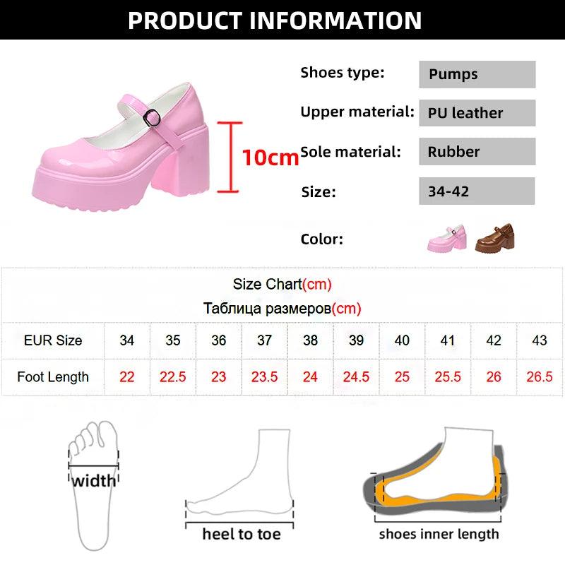 Pink Platform Mary Janes | Patent Leather Chunky Heels for Women - Dhavinci