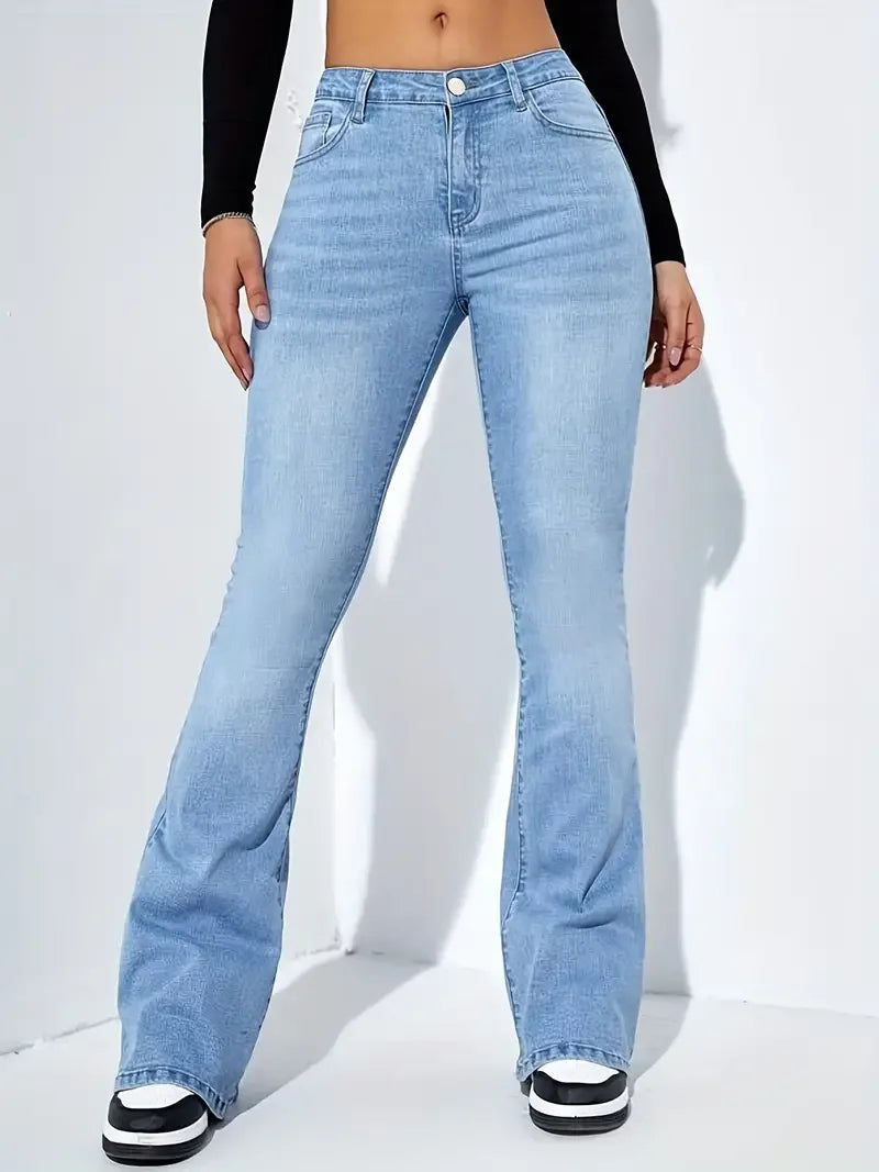 New High Waist Straight Leg Jeans for Women | Casual Work Pants - Dhavinci