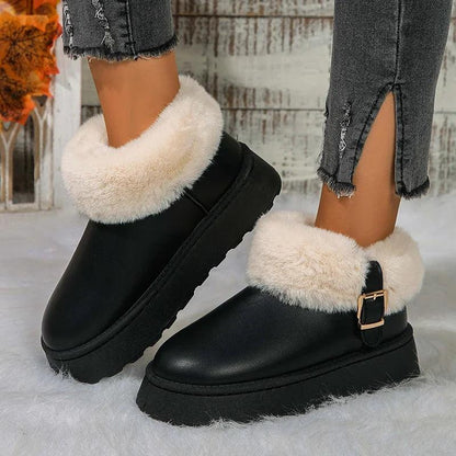 Faux Fur Ankle Boots - Waterproof Snow Boots for Women - Dhavinci