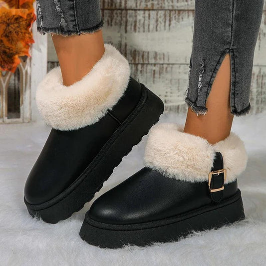 Faux Fur Ankle Boots - Waterproof Snow Boots for Women - Dhavinci