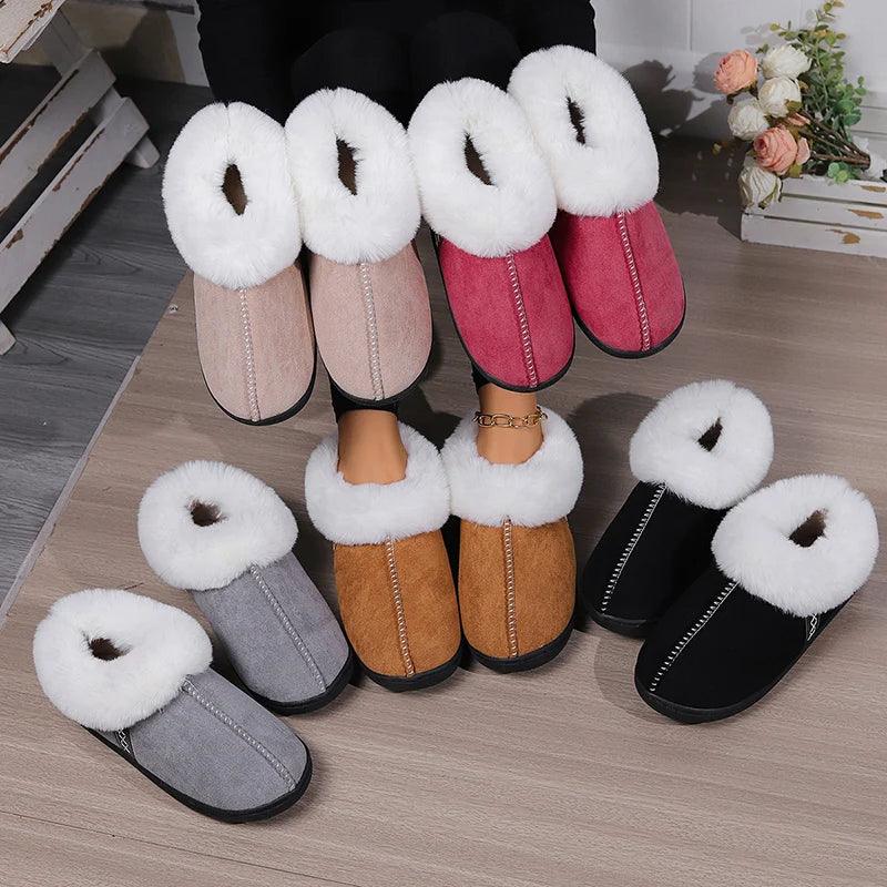 Fluffy Indoor Slippers for Women | Warm Plush Suede House Shoes - Dhavinci