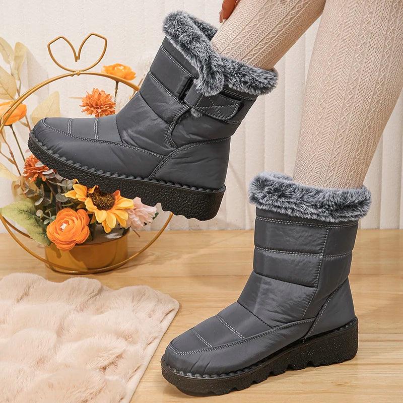 Women’s Waterproof Snow Boots | Plush Faux Fur Winter Boots - Dhavinci