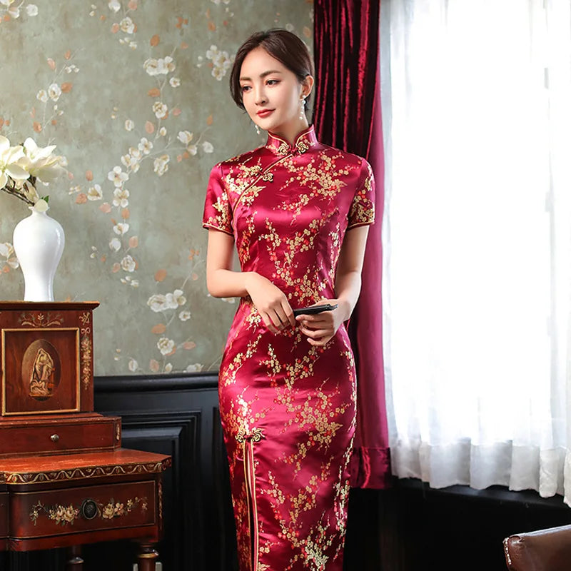 Chinese Style Qipao Sexy Women Plus Size Cheongsam Vintage Classic Chinese Dress Dragon And Phoenix Long Vestidos 4XL - Dhavinci