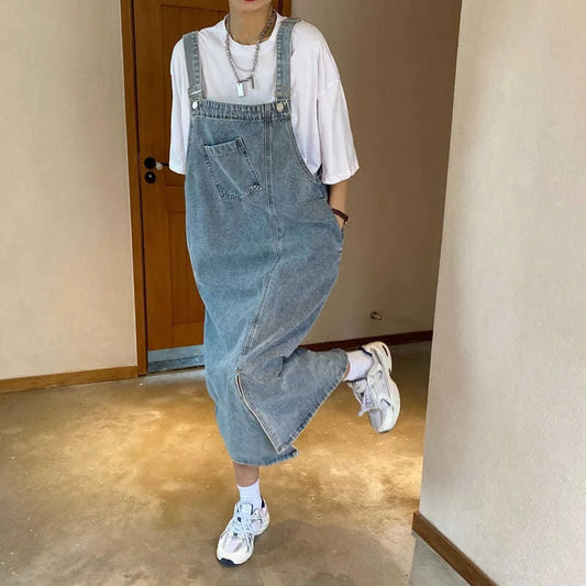 Spring Summer Denim Overall Dress Women Sleeveless Jeans Dresses Fashion Female Solid Slip Casual Loose Spaghetti Strap Dresses - Dhavinci