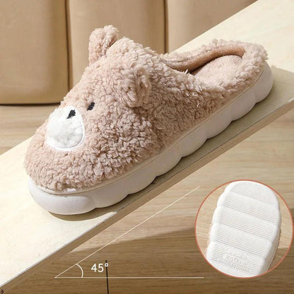 Plush Winter Home Slippers for Women | Soft Baby Bear Non-Slip Fur Slides - Dhavinci