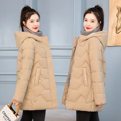 Winter Fashion Hooded Parka | Women’s Mid-Length Cotton Jacket