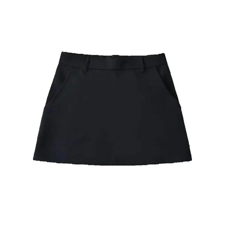 Solid Back Zipper A-Line Mini Skirt for Women | Vintage High-Waist Chic Skirt - Dhavinci