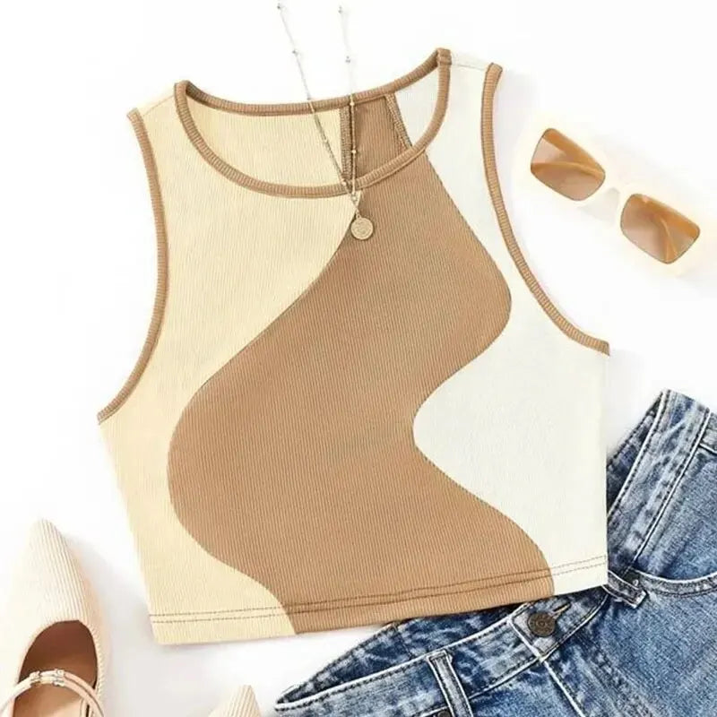 Color Matching T-Shirt Vest for Women | Stylish & Versatile Tank Top - Dhavinci