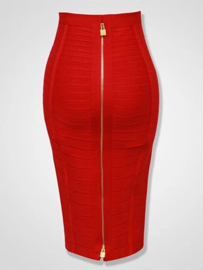 Plus Size Bandage Skirt for Women | Sexy Zipper A-Line in 13 Colors - Dhavinci