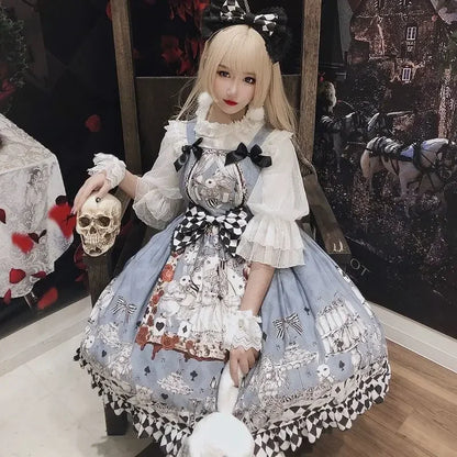 Japanese Gothic Lolita Dress Girls Vintage Dark Funeral Lolita Jsk Dress Women Harajuku Cool Sleeveless Punk Suspender Dresses - Dhavinci