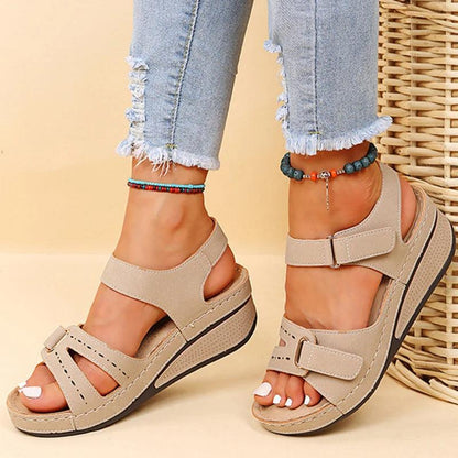 Stylish Women's Wedge Sandals - Summer Cross Strap Comfort - Dhavinci